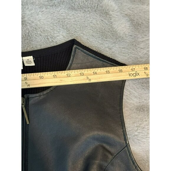 VTG Jaclyn Smith Women's 16 Leather Vest Knit Backing Fully Lined Zip-Up - Picture 5 of 9